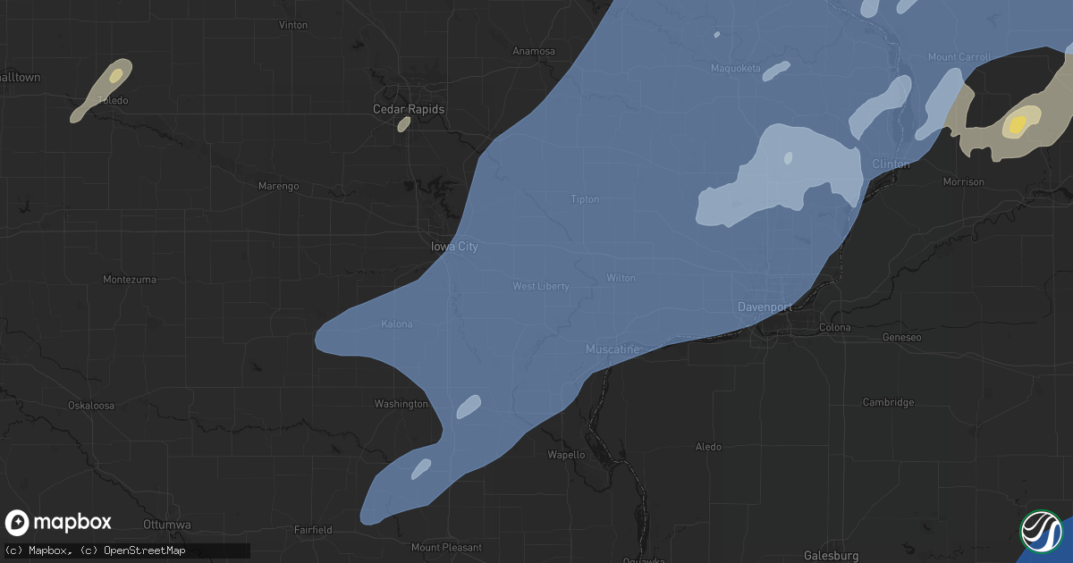 Hail map in West Liberty, IA on June 10, 2026