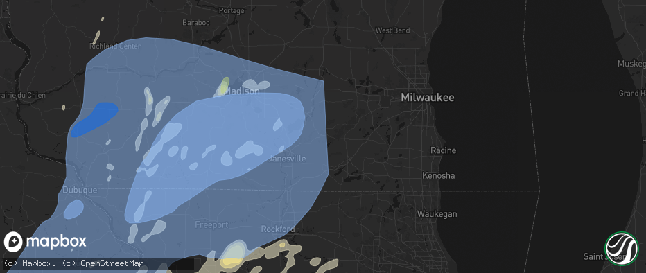 Hail map in Whitewater, WI on June 10, 2026