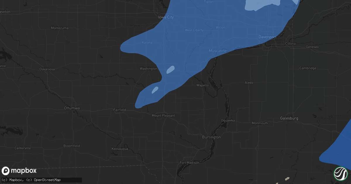 Hail map in Winfield, IA on June 10, 2026