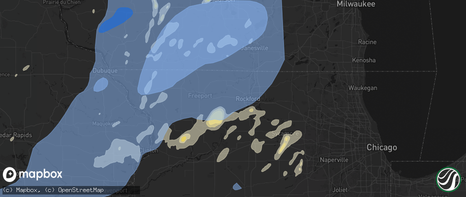 Hail map in Winnebago, IL on June 10, 2026
