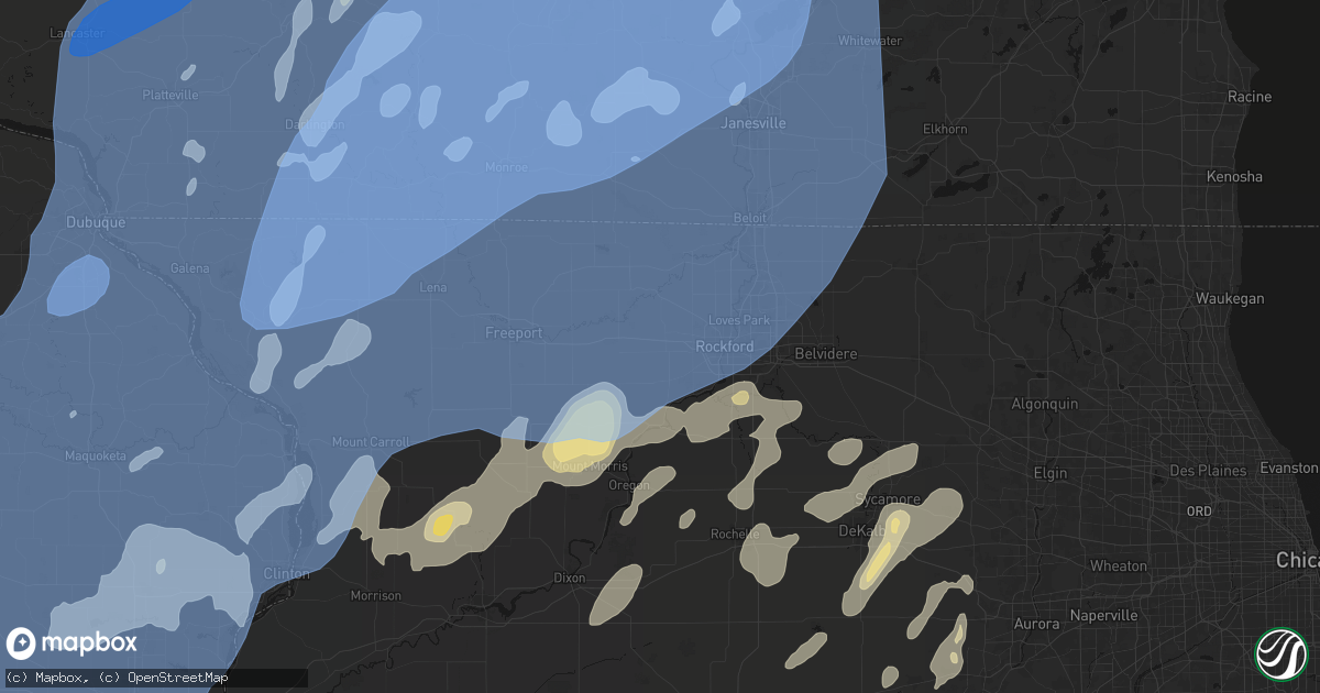 Hail map in Winnebago, IL on June 10, 2026
