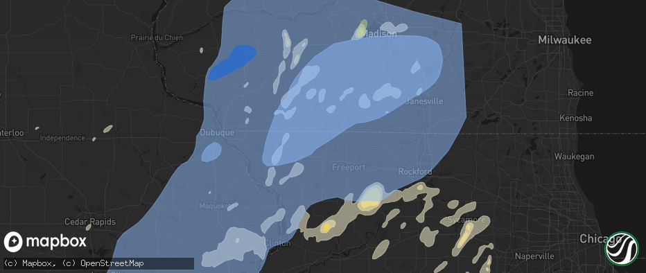 Hail map in Winslow, IL on June 10, 2026