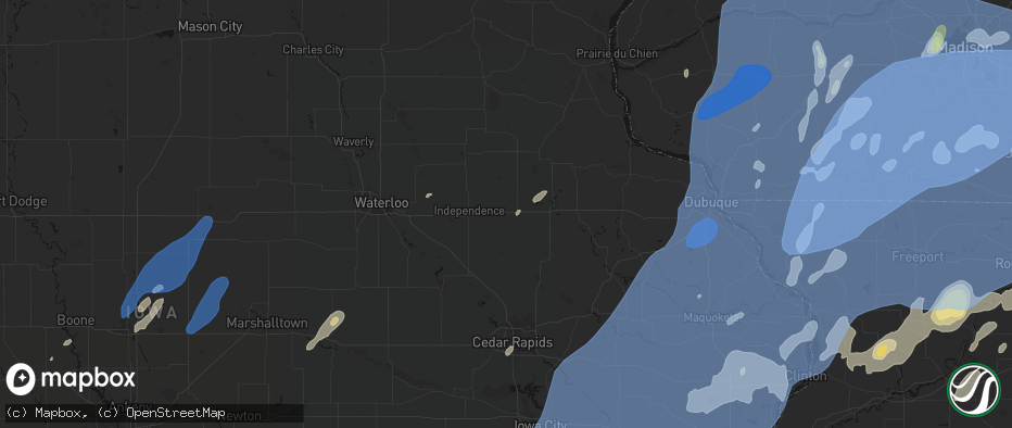 Hail map in Winthrop, IA on June 10, 2026