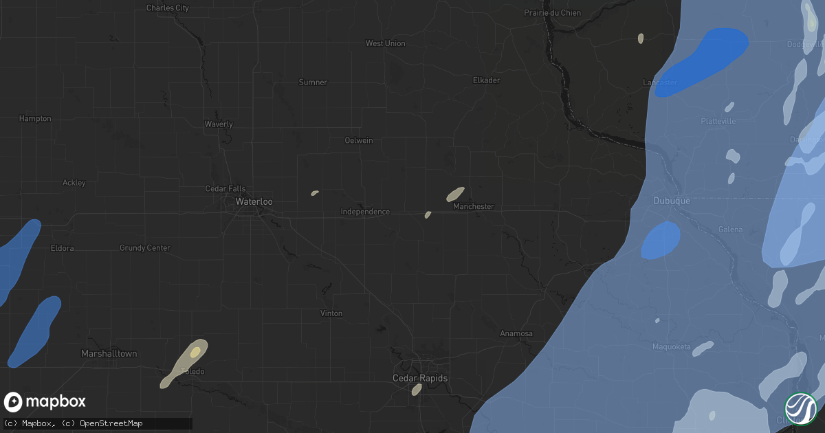 Hail map in Winthrop, IA on June 10, 2026