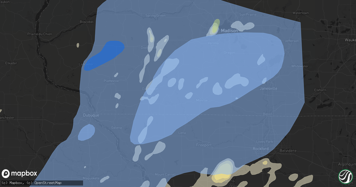 Hail map in Woodford, WI on June 10, 2026