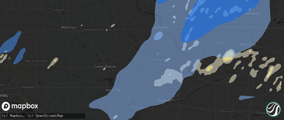 Hail map in Wyoming, IA on June 10, 2026