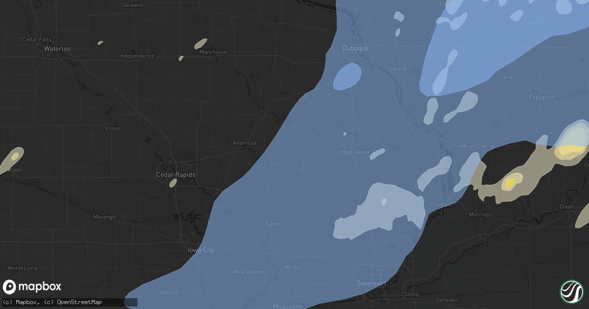 Hail map in Wyoming, IA on June 10, 2026