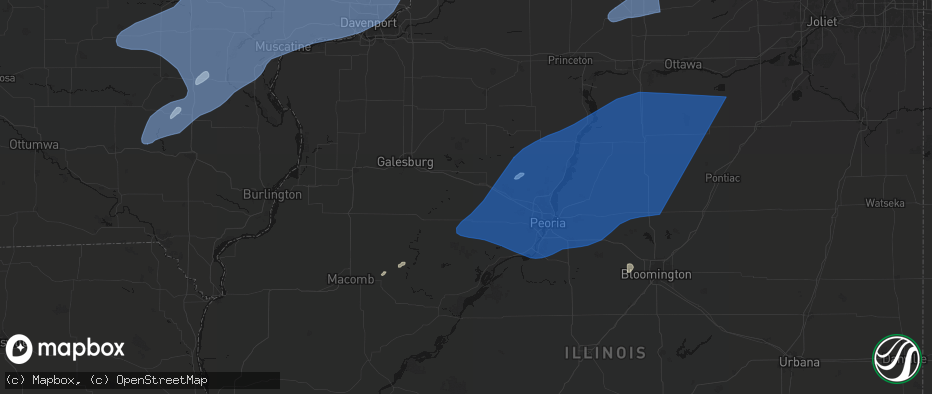 Hail map in Yates City, IL on June 10, 2026