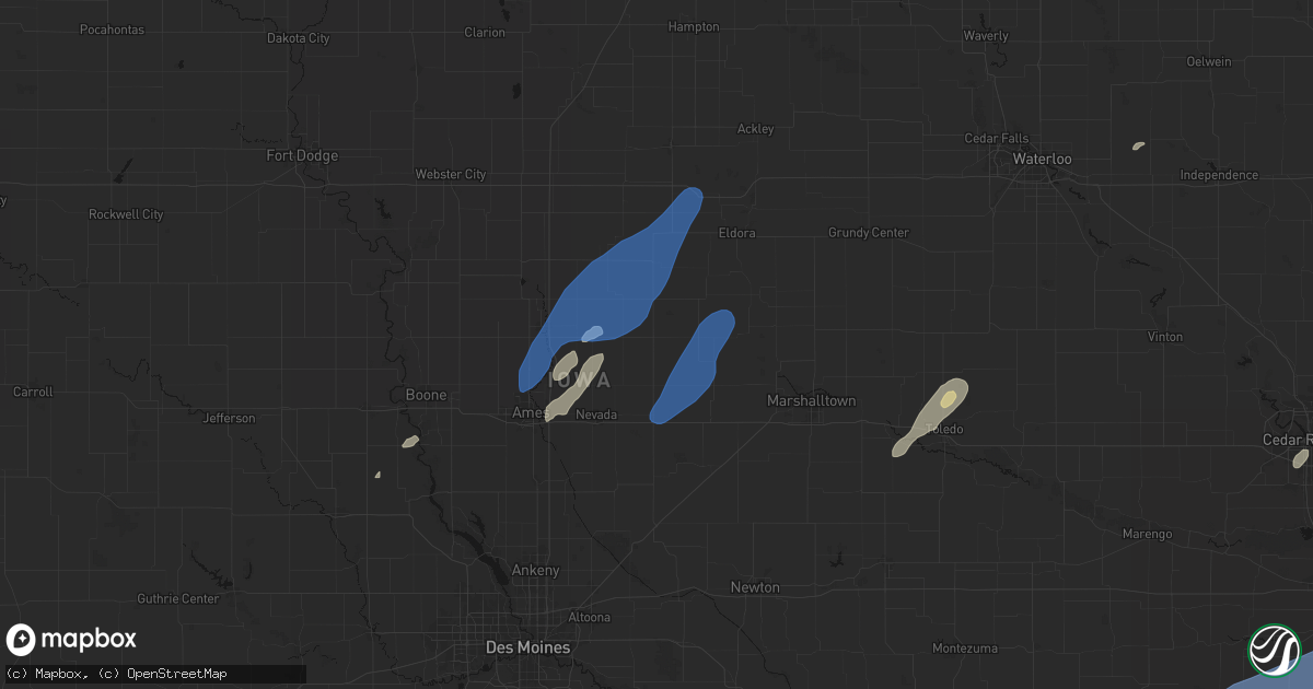 Hail map in Zearing, IA on June 10, 2026