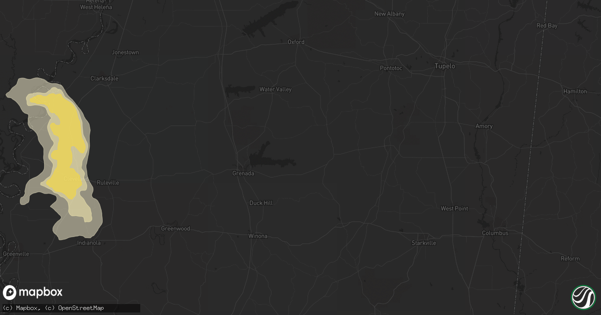 Hail map in Cleveland, MS on June 11, 2012