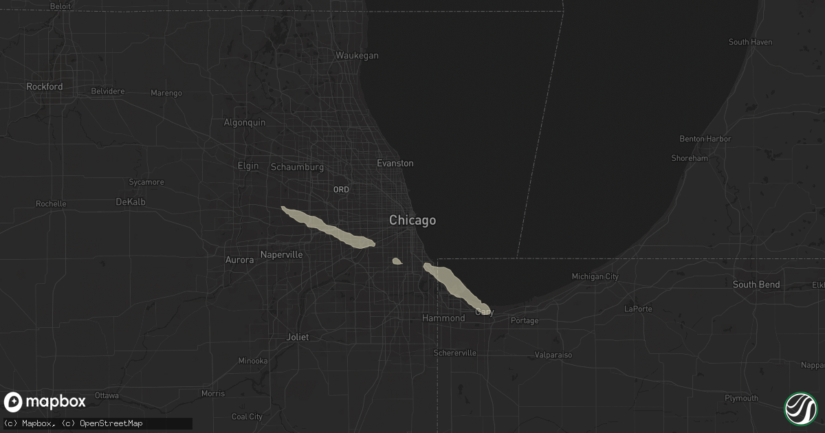 Hail map in Chicago, IL on June 11, 2013