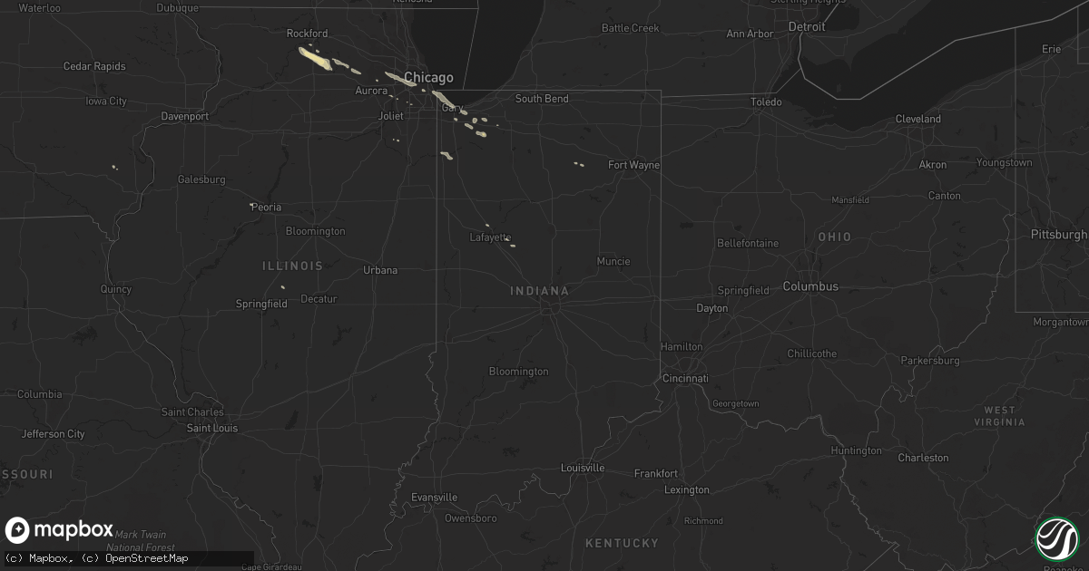 Hail map in Indiana on June 11, 2013