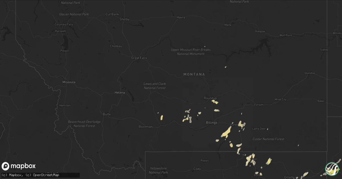 Hail map in Montana on June 11, 2013