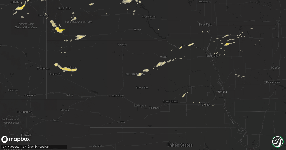 Hail map in Nebraska on June 11, 2013