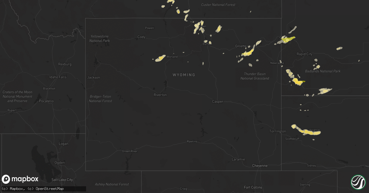 Hail map in Wyoming on June 11, 2013