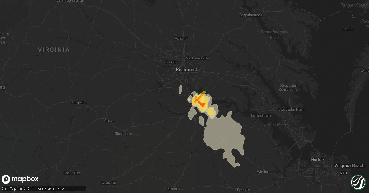 Hail map in Chester, VA on June 11, 2014