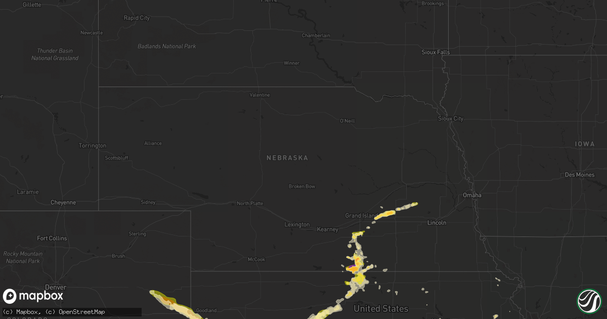 Hail map in Nebraska on June 11, 2014