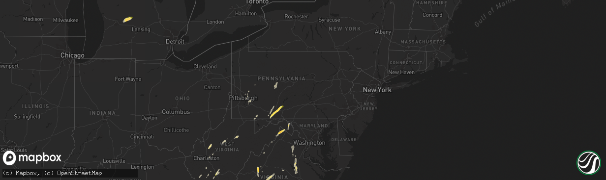 Hail map in Pennsylvania on June 11, 2014