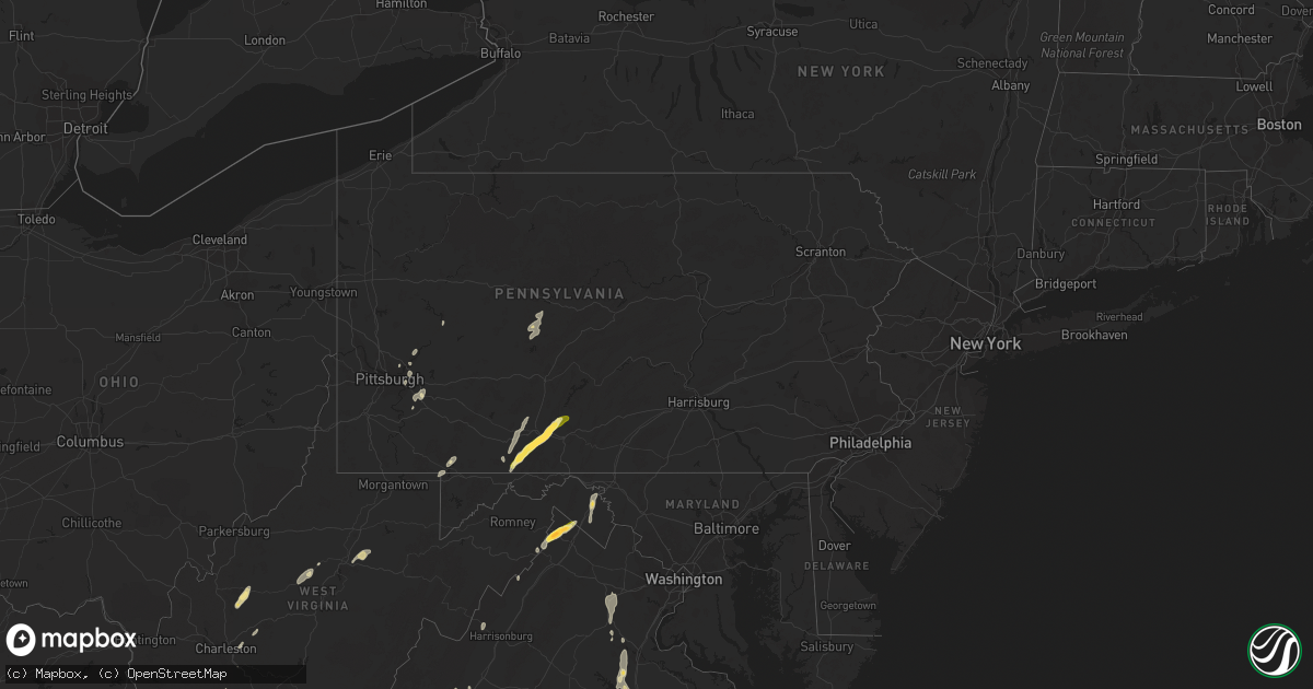 Hail map in Pennsylvania on June 11, 2014