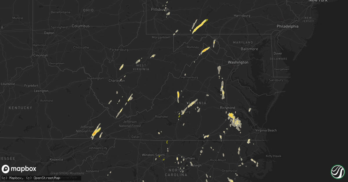 Hail map in Virginia on June 11, 2014