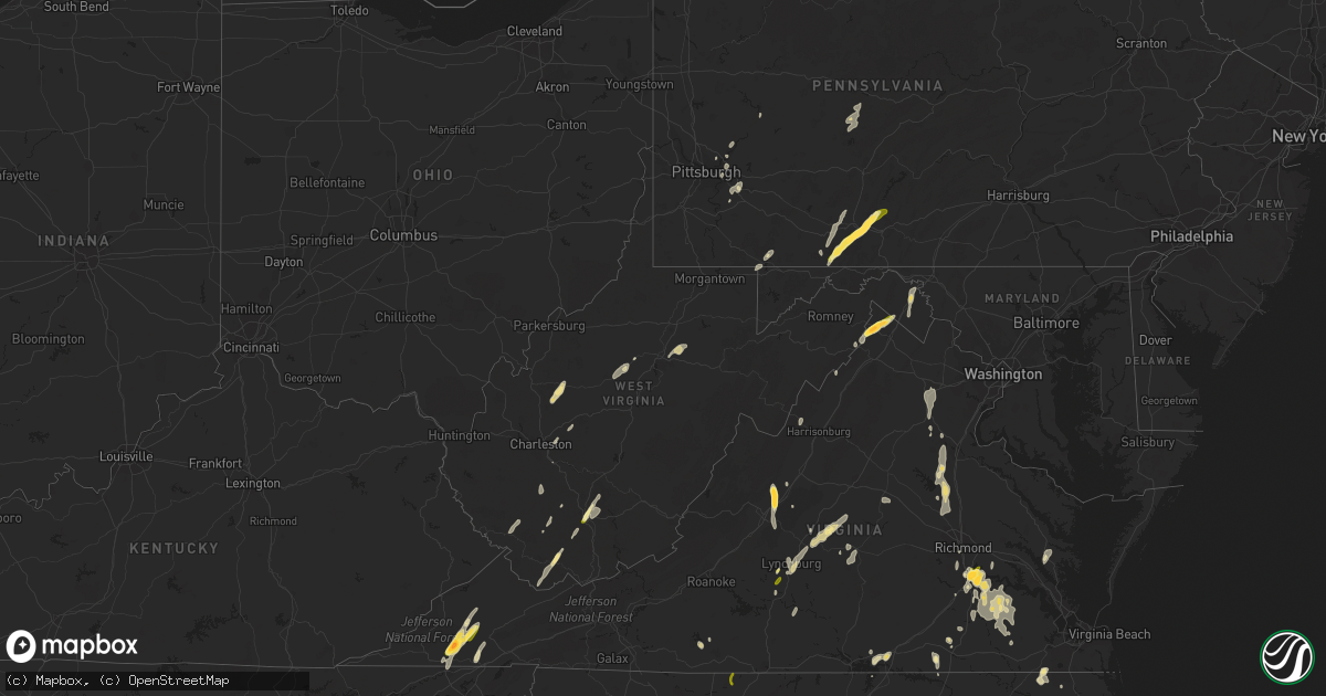 Hail map in West Virginia on June 11, 2014