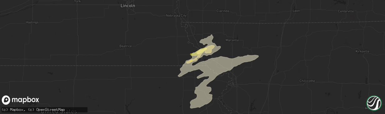 Hail map in Falls City, NE on June 11, 2015