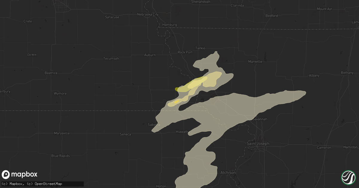 Hail map in Falls City, NE on June 11, 2015