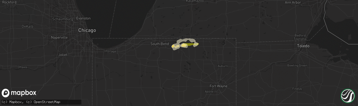 Hail map in Goshen, IN on June 11, 2015