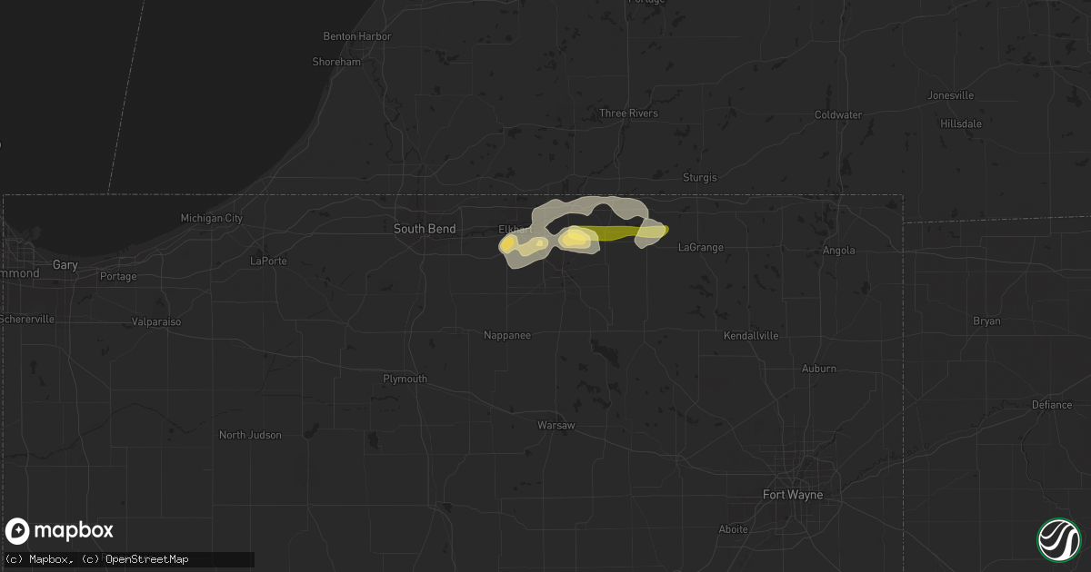Hail map in Goshen, IN on June 11, 2015