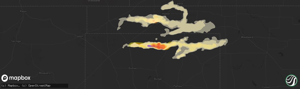 Hail map in Gruver, TX on June 11, 2015