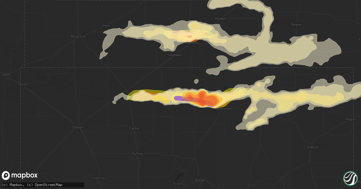 Hail map in Gruver, TX on June 11, 2015