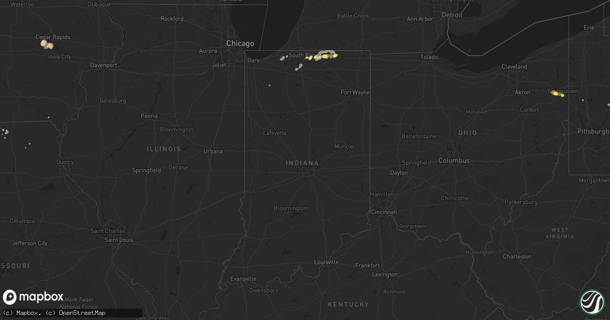 Hail map in Indiana on June 11, 2015