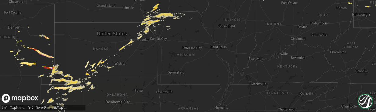 Hail map in Missouri on June 11, 2015