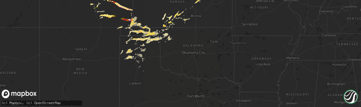 Hail map in Oklahoma on June 11, 2015