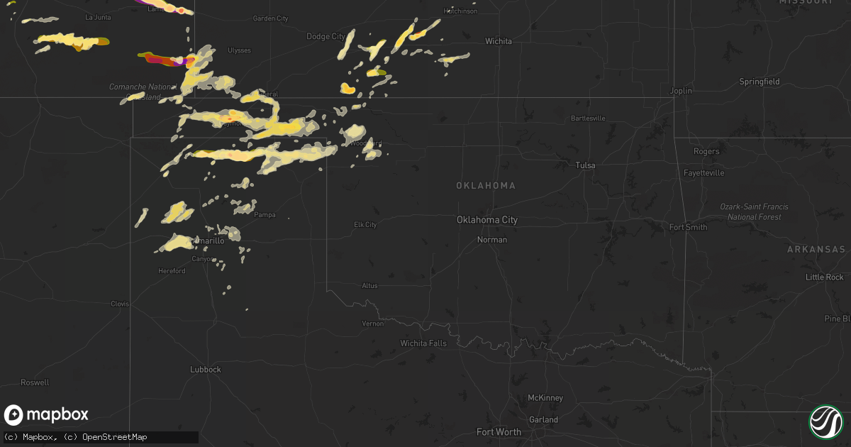 Hail map in Oklahoma on June 11, 2015