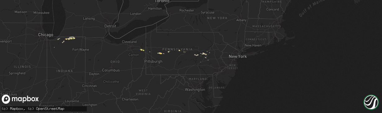 Hail map in Pennsylvania on June 11, 2015