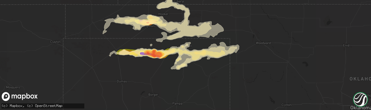 Hail map in Perryton, TX on June 11, 2015