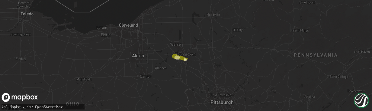 Hail map in Youngstown, OH on June 11, 2015