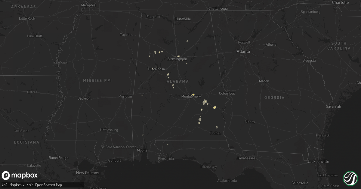 Hail map in Alabama on June 11, 2016