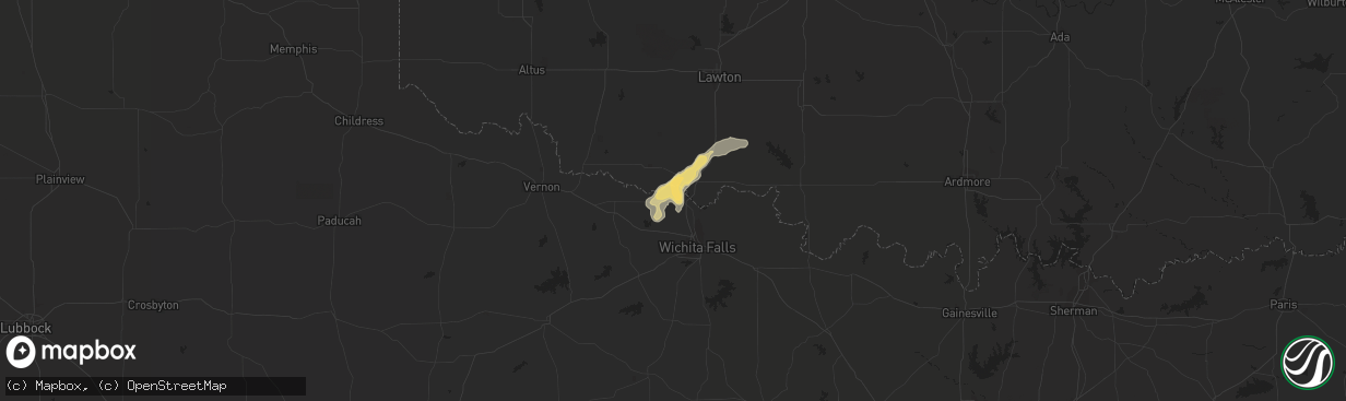 Hail map in Burkburnett, TX on June 11, 2016