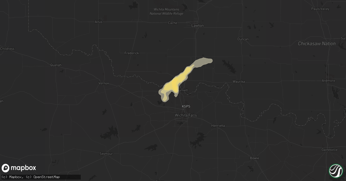 Hail map in Burkburnett, TX on June 11, 2016