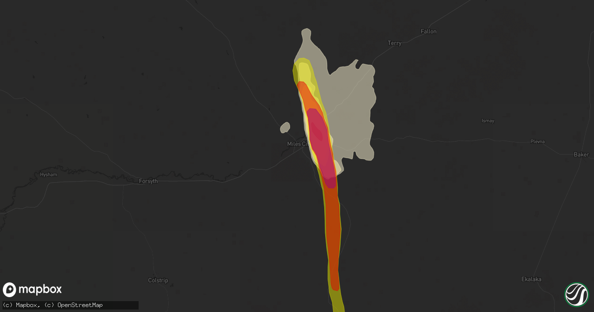 Hail map in Miles City, MT on June 11, 2016