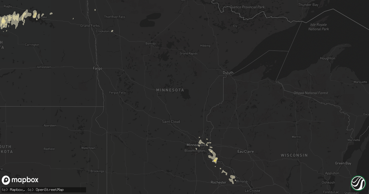 Hail map in Minnesota on June 11, 2016