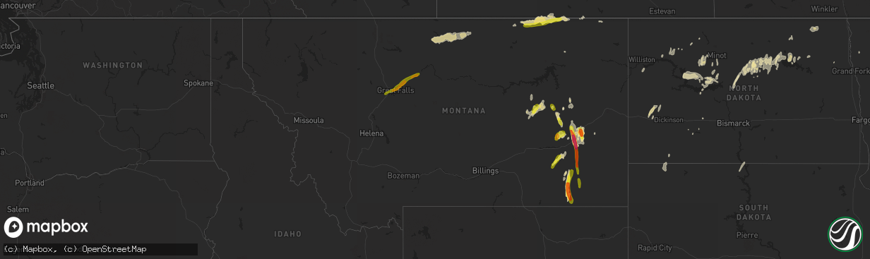 Hail map in Montana on June 11, 2016