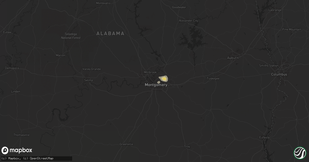 Hail map in Montgomery, AL on June 11, 2016