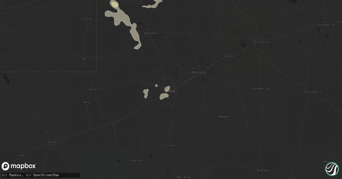 Hail map in Odessa, TX on June 11, 2016