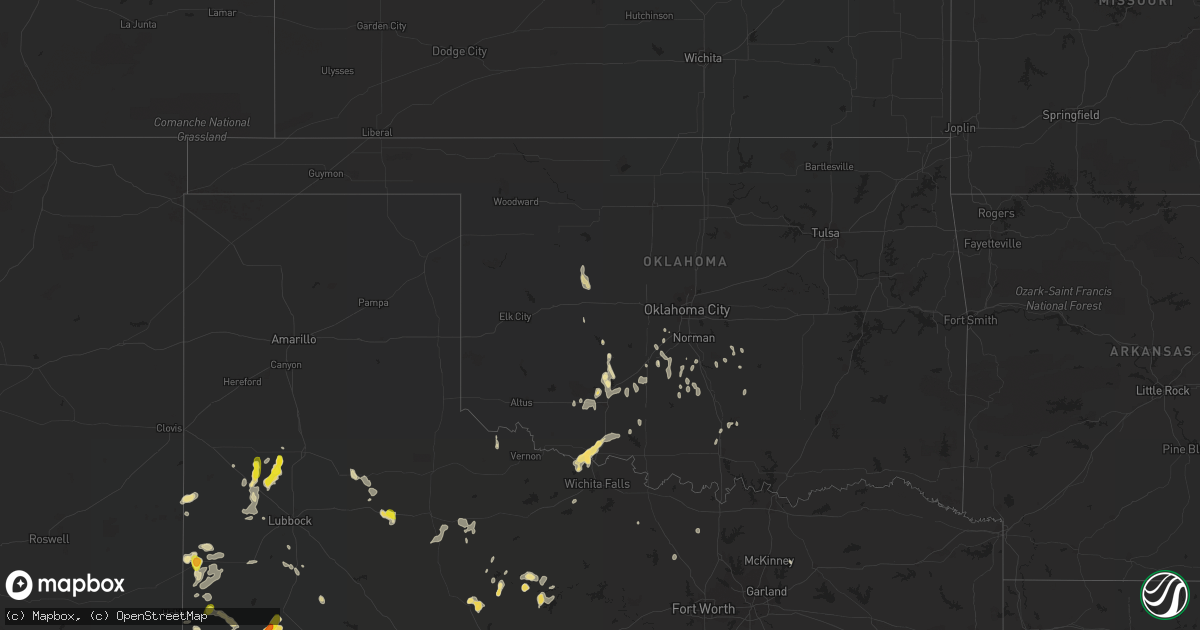 Hail map in Oklahoma on June 11, 2016