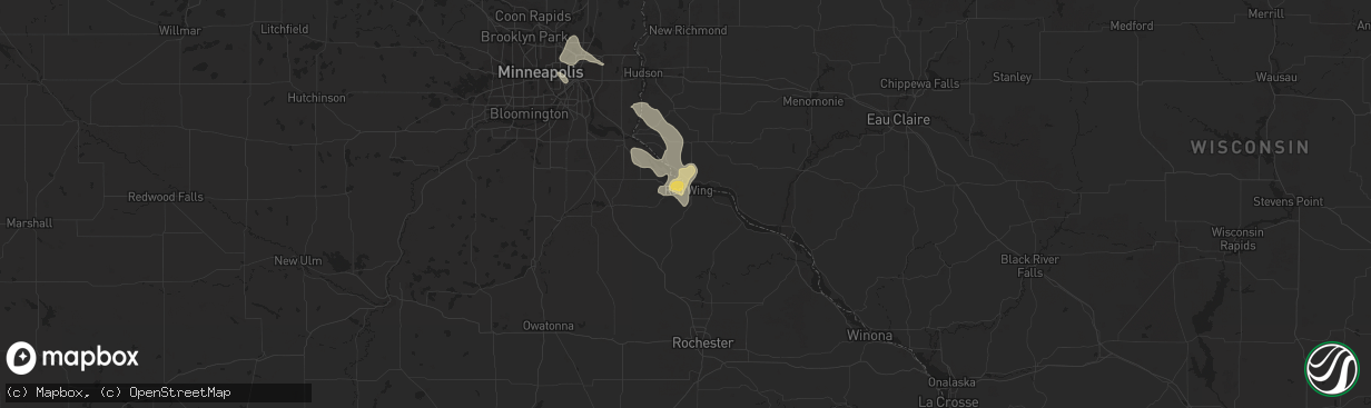 Hail map in Red Wing, MN on June 11, 2016