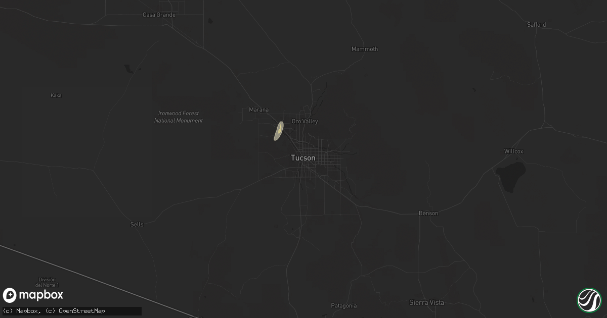 Hail map in Tucson, AZ on June 11, 2016