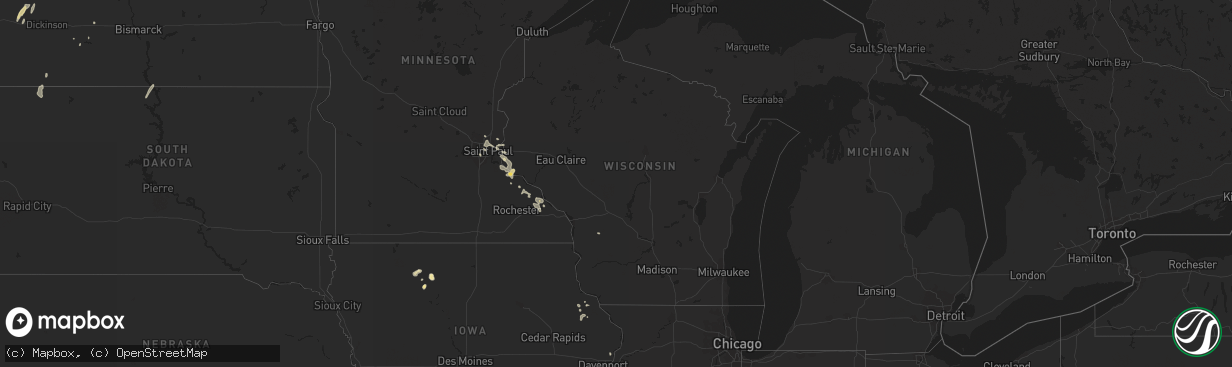 Hail map in Wisconsin on June 11, 2016